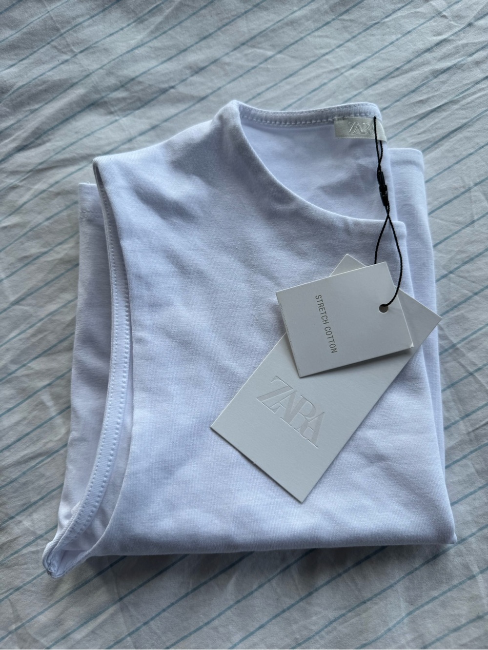 ZARA White Stretch Cotton Tank Top. NWT. Size: S